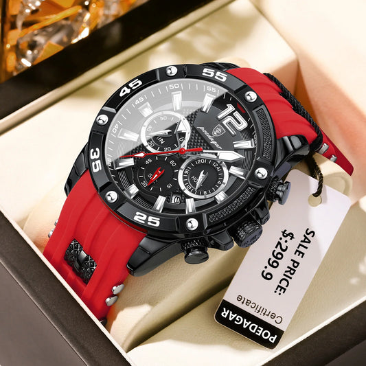 POEDAGAR Reloj de lujo informal para hombre, resistente al agua, luminoso, cronógrafo con fecha, reloj de pulsera para hombre, relojes militares de cuarzo de alta calidad para hombre