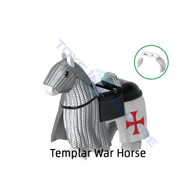 The Medieval Teutonic Knights Templar Holy Sepulchre Hospitaller War Horse Model Blocks MOC Bricks Set Gifts Toys G0128