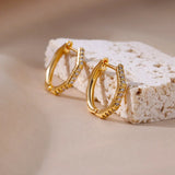 Heart Stainless Steel Earrings for Women Zircon Gold Color Hoop Earring Aesthetic Waterproof Ear Piercing Jewelry Accessories