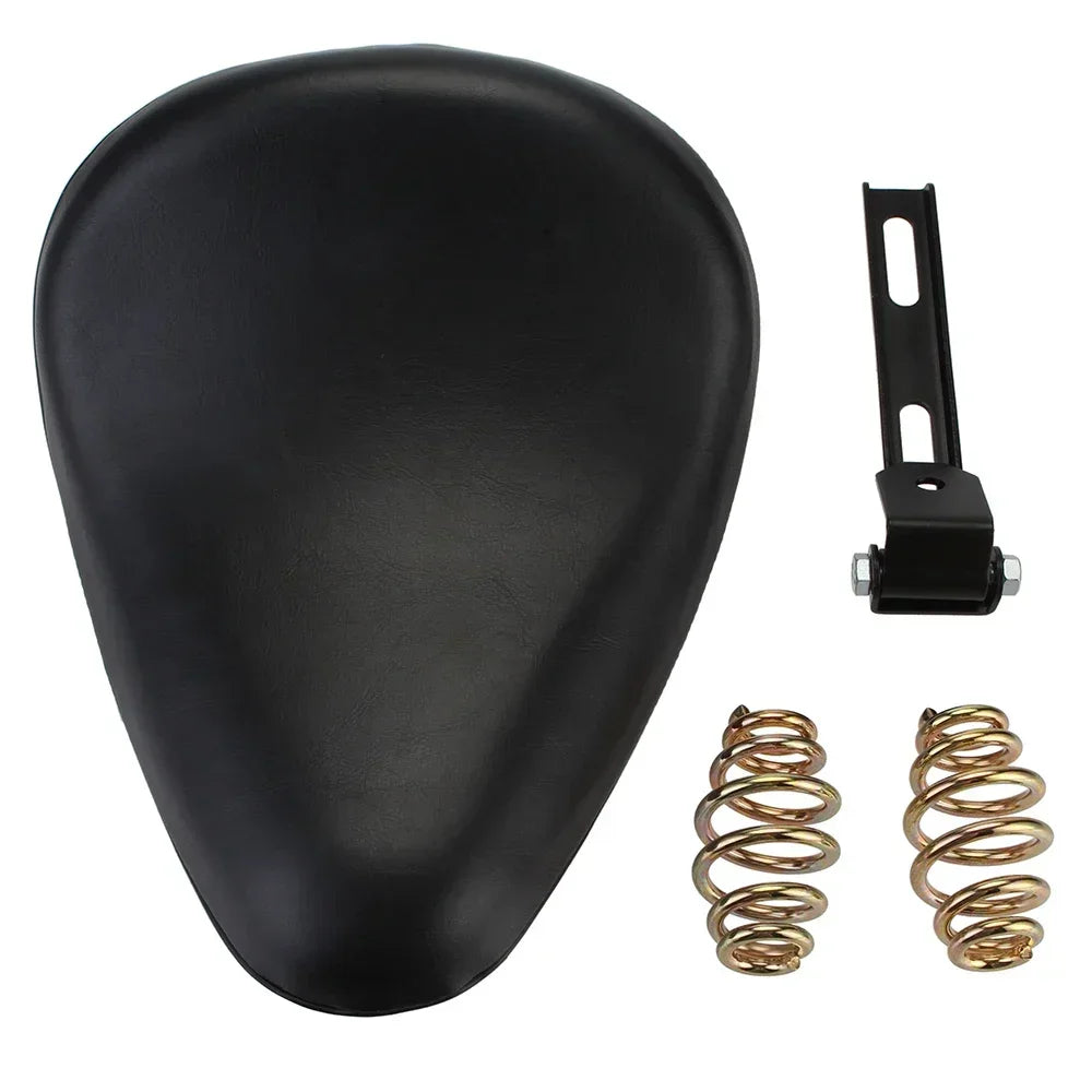 12" Motorcycle Universal PU Solo Driver Seat Springs Bracket Mount Kit For Harley Honda Yamaha Kawasaki Suzuki Indian Triumph