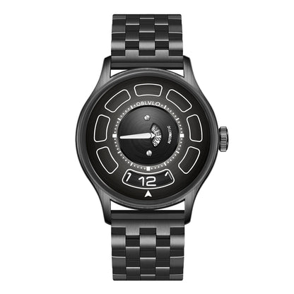 OBLVLO BLM-UFO Unique UFO-Shaped Automatic Watch with Luminous Silicone Strap And Steel Bracelet Waterproof Mechanical Timepiece