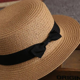 High Quality Flat Top Boater Sun Hat Straw Hat For Men & Women Summer Travel & Beach With Wide Brim UV Protection