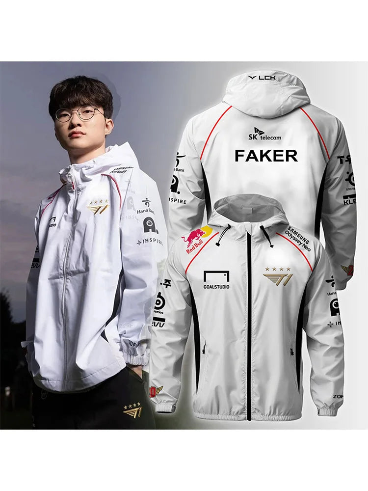 Chaqueta de uniforme del equipo de deportes electrónicos T1 RED BULL 2025, nueva, para las finales mundiales de League of Legends, para hombres, de LOL Games Faker
