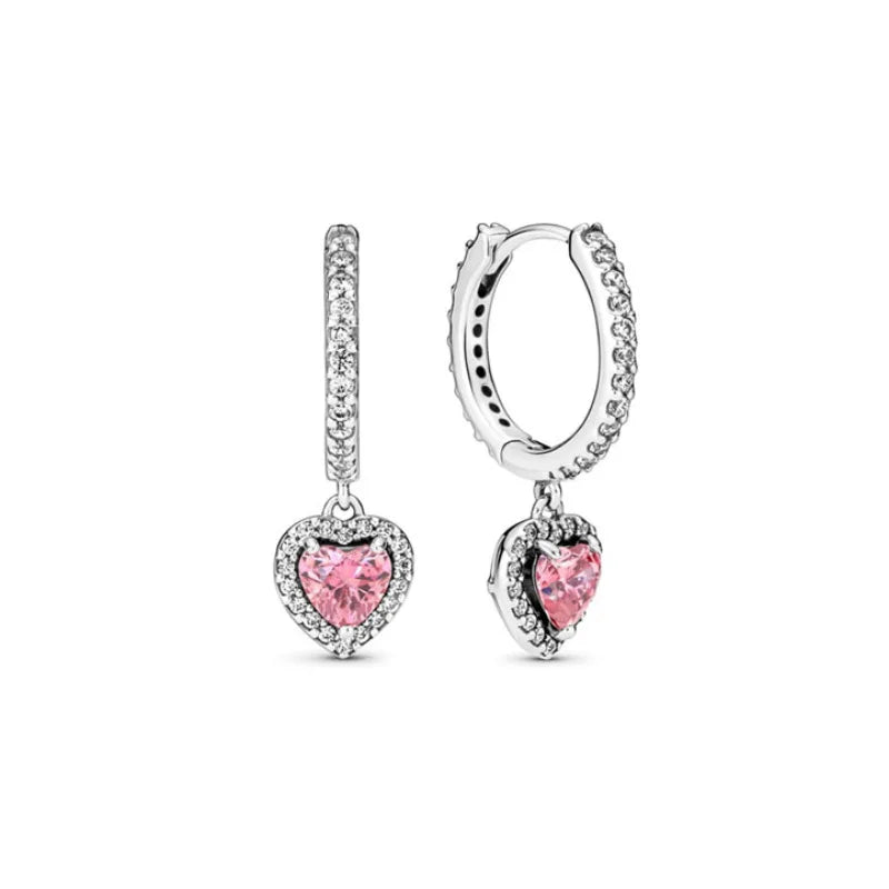 2024 New 925 Silver Plated Double Hoop Earrings For Women Butterfly Sun Moon Heart DIY Accessories 