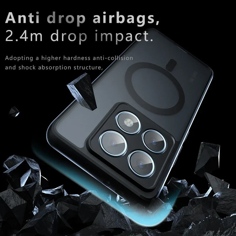 Case for Xiaomi 15T 14T Pro Poco F6 Pro New Matte Transparent Magnetic Wireless Charge Shockproof Funda For Magsafe Cover