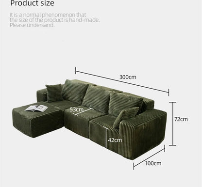 118" Compressed Sofa for Living Room L Shaped Boneless Couch, Modular Sectional Sofa, Sofa Bed Memory Foam Couches with Chaise