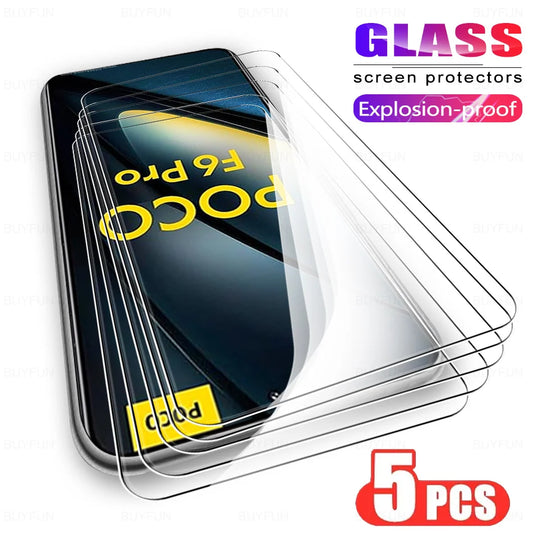 5Pcs Screen Protector Tempered Glass For Xiaomi Poco F6 Pro 5G Protective Glass For Poco X6 M6 Pro 4G PocoX6 PocoF6 X6Pro F6Pro