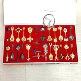Anime Pendants Jewelry Necklace Keyrings Elsa Lucy Keys Set Zodiac Star Spirit Magician Summons Cosplay Key Ring Gift