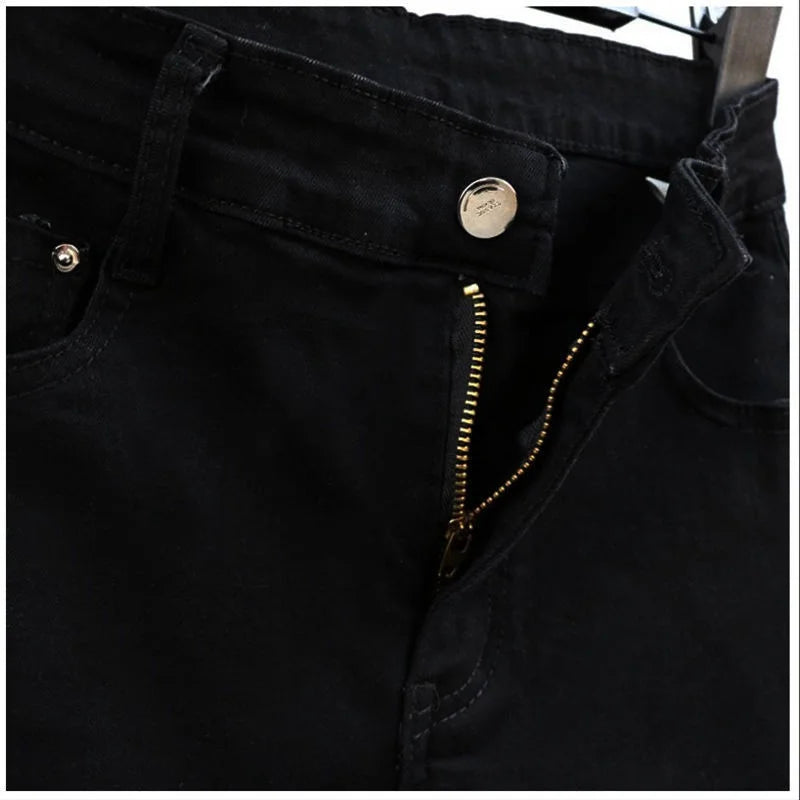 Spring Summer 2024 New Fashion Harem Denim Pants Female Rhinestones Korean Version High Waist Slim Elastic Jeans Pencil Pants