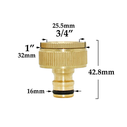 Conector rápido de manguera de latón de 1/2'', 5/8'', 3/4'' y 1'', accesorio de cierre de agua, rosca de cobre, adaptador para pistola de riego de jardín