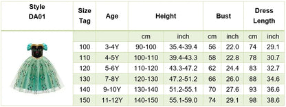 Anna Dresses Children Princess Dress Girl Cosplay Costume Kids Summer Clothes Halloween Birthday Carnival Robe Party Disguise