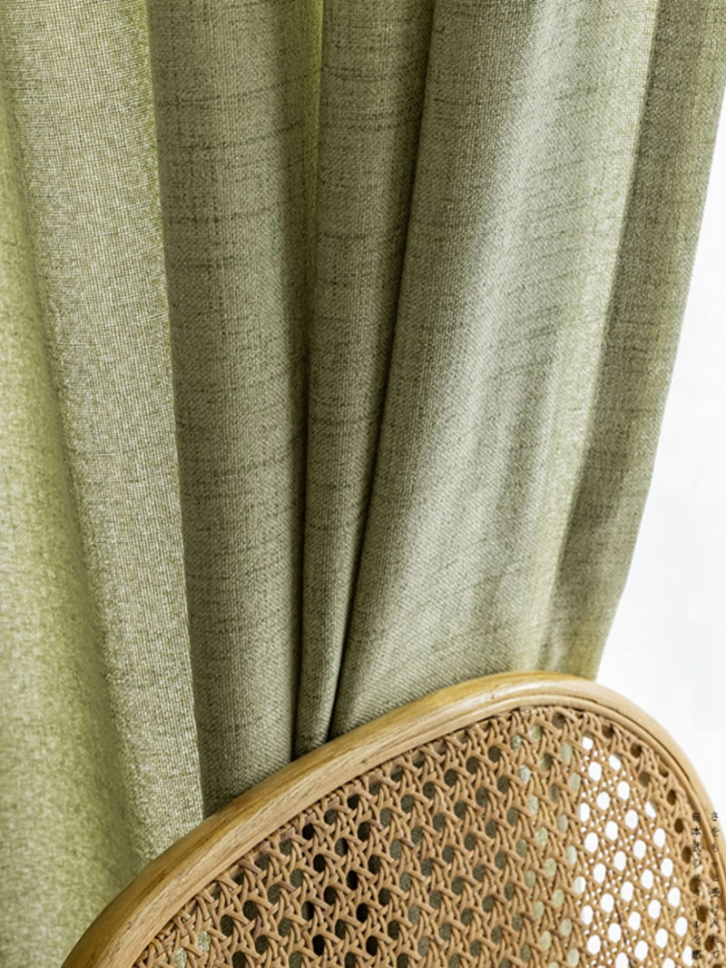 Spring and summer Japanese matcha, green cotton and linen curtains sheer curtains, opaque curtains, luxurious linen for bedrooms