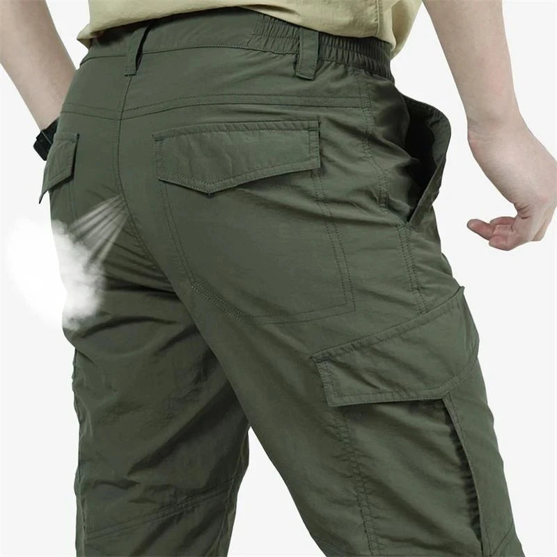 Men's Summer Tactical Cargo Pants Lightweight Casual Waterproof Trousers Casual Pants Wear-Resistant Multi-Pocket Outdoor Hiking