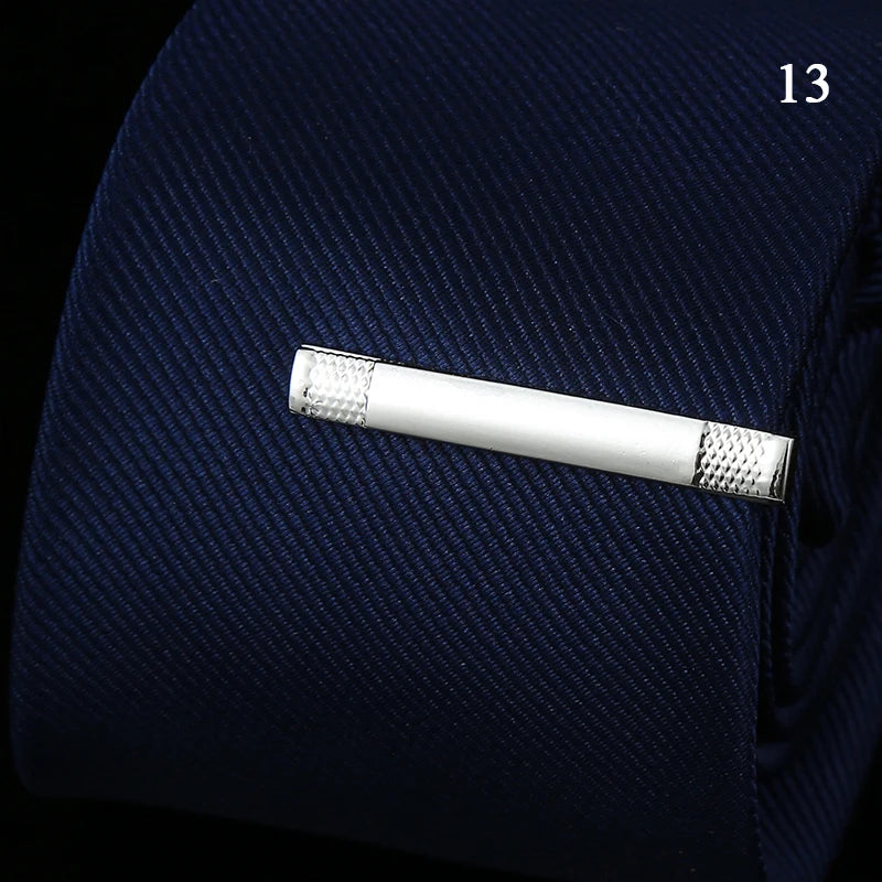 New Metal Silver Color Tie Clip For Men Wedding Necktie Tie Clasp Clip Gentleman Ties Bar Crystal Tie Pin For Men's Accessories