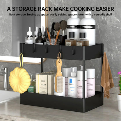 Kitchen Storage Rack with Sliding Cabinet Drawers Multi-Purpose Storage Shelf Holder Kitchen Desktop Organization Rack
