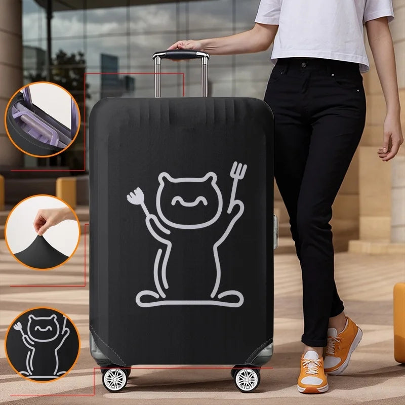 Cat pattern luggage protection cover, suitable for 18-32 inch luggage covers, luggage handle gloves, travel accessories
