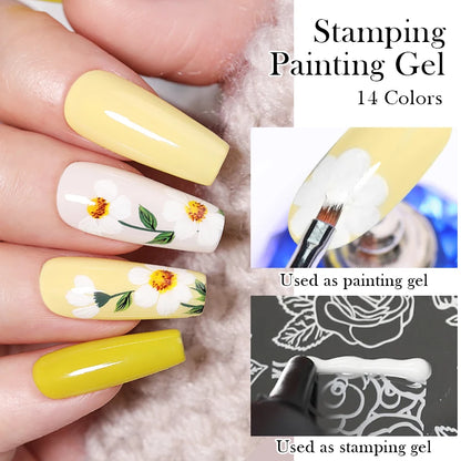 BORN PRETTY 1 Bottle 8ml Stamping Gel Polish Black White Gold Silver Nail Stamping Gel Printing Polish Soak Off Gel Varnish