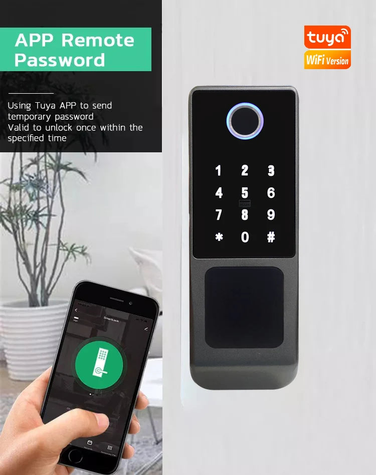 Tuya WIFI Double Side Fingerprint Lock Waterproof Outdoor Gate Passcode Rfid Card Keyless Smart Door Lock