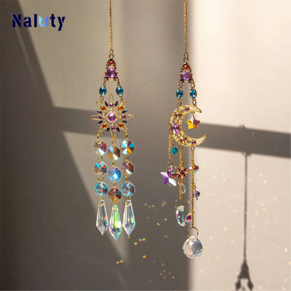 Colgante de cristal para jardín, atrapasol, campanillas de viento, prisma arcoíris, cadena de cristal para ventana, campana colgante, árbol de Navidad, decoración del hogar