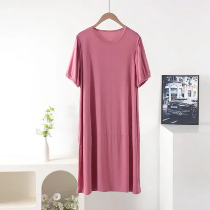 Vestido suelto de manga corta para mujer, de verano, color liso, tallas grandes XL-8XL 