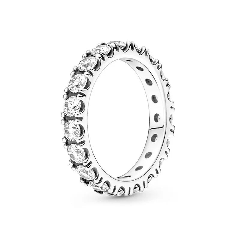 925 Sterling Silver Anéis Empilháveis para Mulheres, Coração Infinito, Esmalte Vermelho, Anel de Casamento, Jóias Presente, Original, Novo