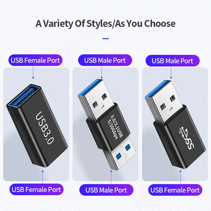 Conector USB 3.0, adaptador USB a USB de 5 Gbps Gen1, macho a macho, hembra, convertidor USB, cable extensor para SSD y HDD, enchufe de extensión USB 3.0.