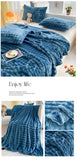 1 Pc Luxury Faux Rabbit Fur Throw Blanket Soft Warm White Striped Fluffy Blankets for Sofa Office Naps Single Double Plush Plaid