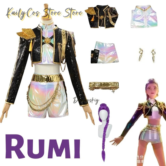 Movie K-Pop Demon Rumi Anime Cosplay Costume Idol Girl Rumi Uniform Role Play For Party Halloween Carnival Outfits