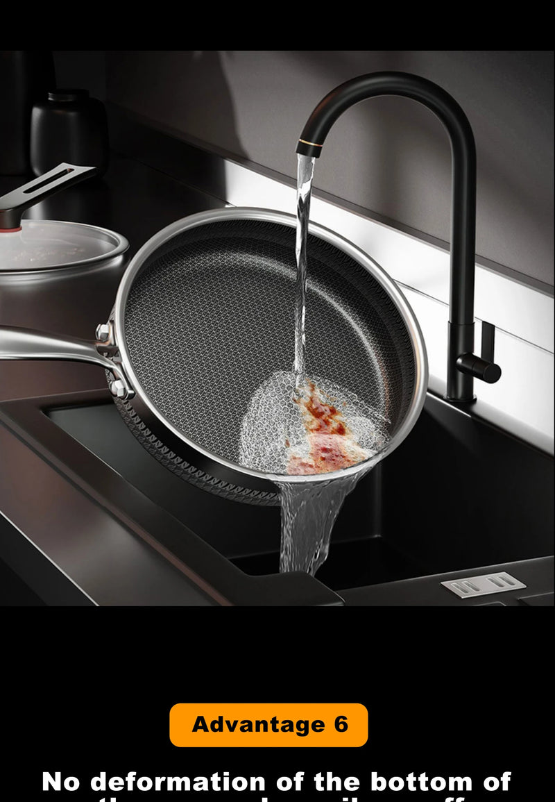 MOEYE Frying Pan 316L Stainless Steel 28/30/32cm Kitchen Nonstick Pan Cooking Skillet Kitchen Nonstick Skillet Induction Pan