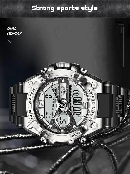 Reloj militar LIGE para hombre, digital, resistente al agua hasta 50 m, LED, de cuarzo, deportivo, grande, Masculino