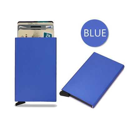 Tarjetero RFID de aluminio metálico, minibilleteras minimalistas y delgadas para hombre y mujer, tarjetero de negocios para hombre y mujer