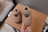 Children Fur Shoes 2025 Winter Kids Warm Plush Shoes For Girl Flat Loafers Moccasins Girls Casual Shoes Khaki, Beige