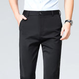 Pantalones de talla grande para hombre, pantalones de traje de negocios, pantalones de vestir formales elásticos, pantalones negros clásicos para hombre grande