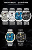 OLEVS 3653 Mens Watch Quartz Watch Multifunctional Chronograph Watch For Men 30M Waterproof Luminous Moon Phase Box Original