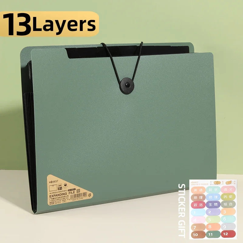 5/8/13 Layers A4 File Folder Storage Bag Test Paper Desktop Tool School Stationery Office Supplies