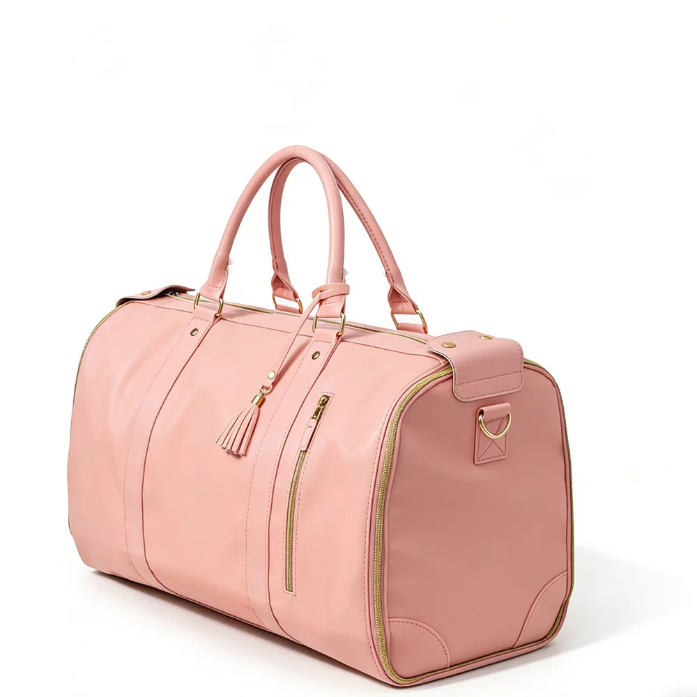 1pc Foldable Women's Travel Convenient Carry-on Clothing Bag Large PU Leather Duffel Bag Women's Business Travel Bag