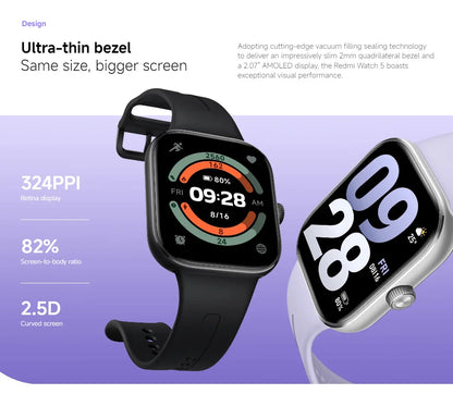Global Version Xiaomi Redmi Watch 5 2.07 "60Hz AMOLED Screen Built-in GNSS Bluetooth Call 150 + Sports Modes 24 Days Battery Life