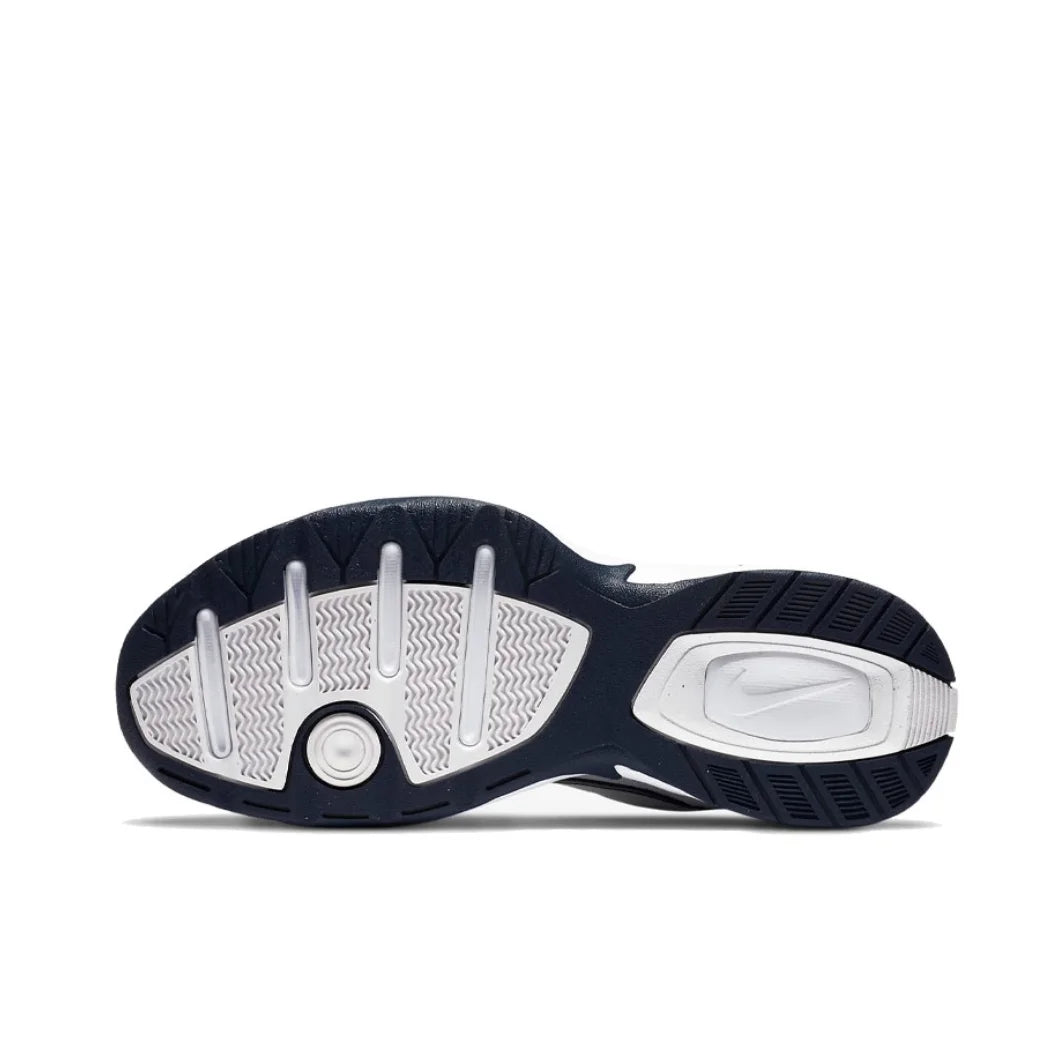 Zapatillas Nike Air Monarch 4 Low para hombre y mujer, clásicas, retro, informales, cómodas y acolchadas, blancas y plateadas.
