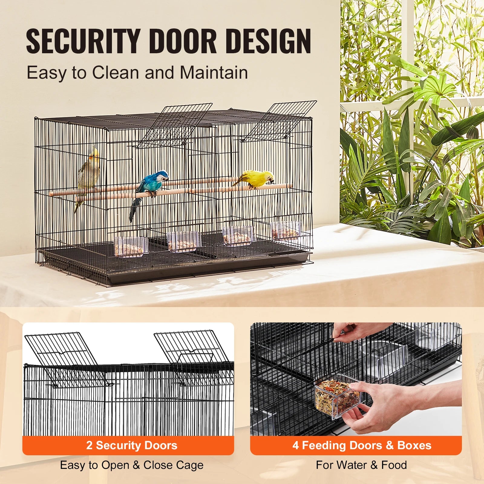 SucceBuy 30In Flight Bird Cage Stackable Divided Small Animal Cage for Kinds of Birds Pet Travel Birdcage with Handle and Perch