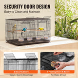 SucceBuy 30In Flight Bird Cage Stackable Divided Small Animal Cage for Kinds of Birds Pet Travel Birdcage with Handle and Perch