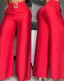 Pantalones elegantes para mujer, moda sólida, sueltos y delgados, con altavoz decorativo de metal, pantalones de pierna ancha y cintura alta para mujer, otoño 2024, nuevos
