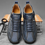 Handmade Leather Men's Casual Slip-On Loafers Breathable Leather Shoes Men's Flat Fashion Moccasins Tooling Shoes Plus Size