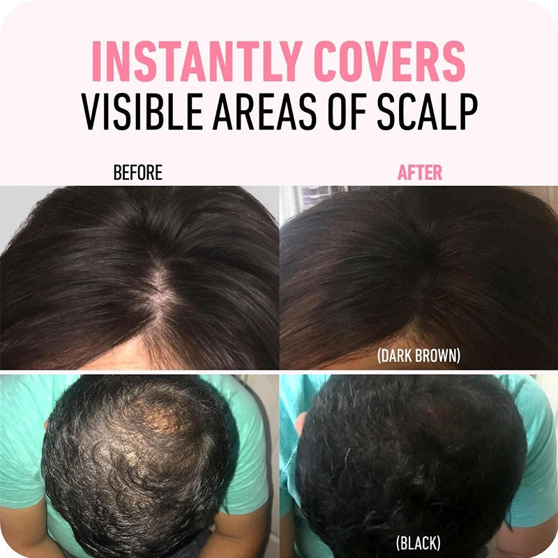 Polvo corrector de línea de cabello esponjoso, fibras temporales para cabello negro, raíces, cobertura de canas, polvo de sombra de línea de cabello al instante 