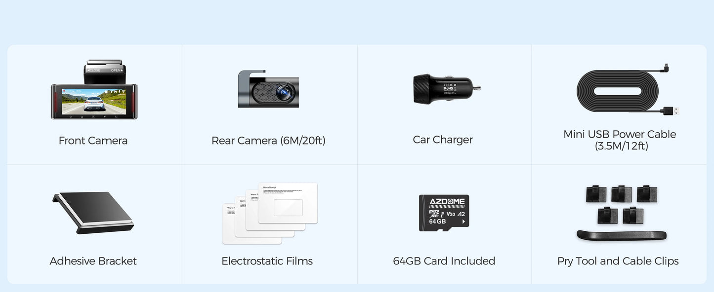 AZDOME M550 Pro 5.8Ghz WiFi 3 Channel Dash Cam 4K+1080P Built-in GPS 3.19" IPS Screen Car DVR IR Night Vision 24H Parking Mode