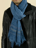 Bufanda de moda para hombre, de algodón y lino, con hilo teñido a rayas, con borlas, chal largo, accesorios para otoño e invierno.