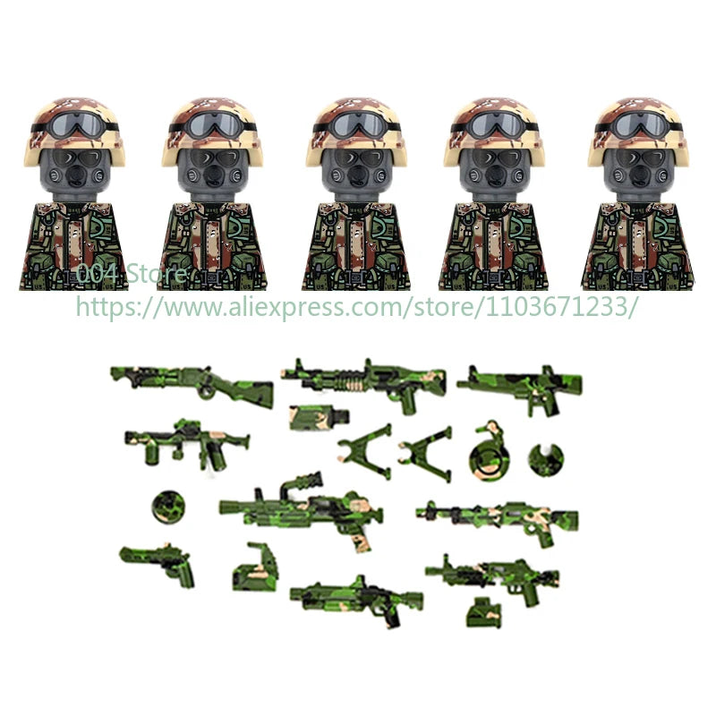 Military Special Forces Action Figure Building Blocks Ghillie Suit Weapons Sniper SWAT Ghost KSK Police Bandit Boy Toy Gift F029