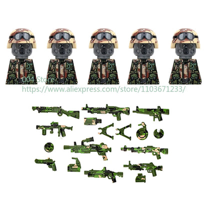 Military Special Forces Action Figure Building Blocks Ghillie Suit Weapons Sniper SWAT Ghost KSK Police Bandit Boy Toy Gift F029