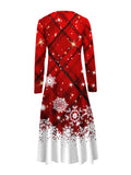 Vestido de Navidad de manga larga estampado para mujer de talla grande vestido de fiesta de moda para mujer ropa de mujer de talla grande de Navidad
