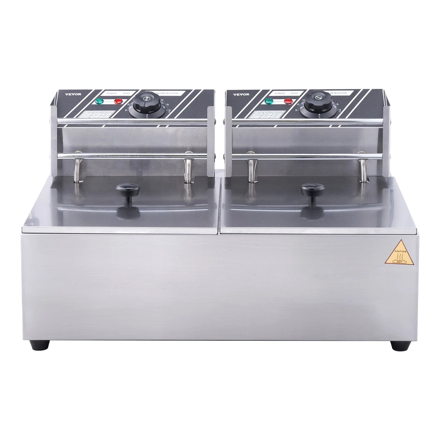 VEVOR Commercial Electric Deep Fryer w/Dual Tanks 12L Countertop Fryer w/Oil Filter and Timed for Fried Chicken French Frie