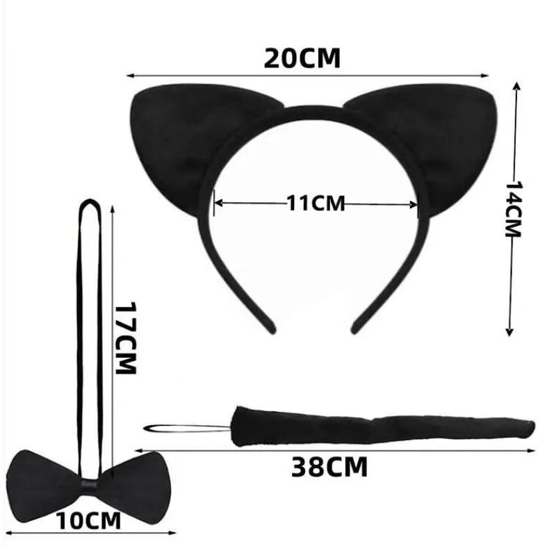 Animal Cat Tiger Cosplay Costume for Boys Girls Headband Clothes Shoes Tail Tutu Skirt Gloves Set for Kids School Performance